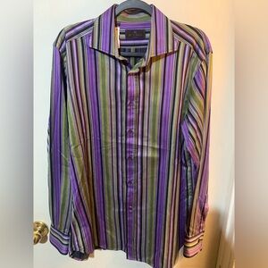 Etro Men's Vibrant Striped LS Button Down Shirt Size 41 NWT